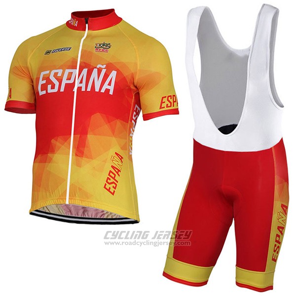2017 Cycling Jersey Spain Yellow and Red Short Sleeve and Bib Short